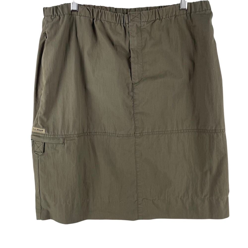 Eddie Bauer Womens Cargo Skirt SZ L Olive Green Zip Pockets Vintage 90s